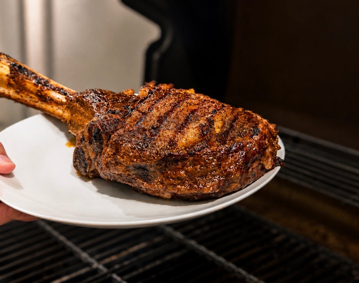 Char-Grilled Cajun Ribeye with Garlic Herb Butter